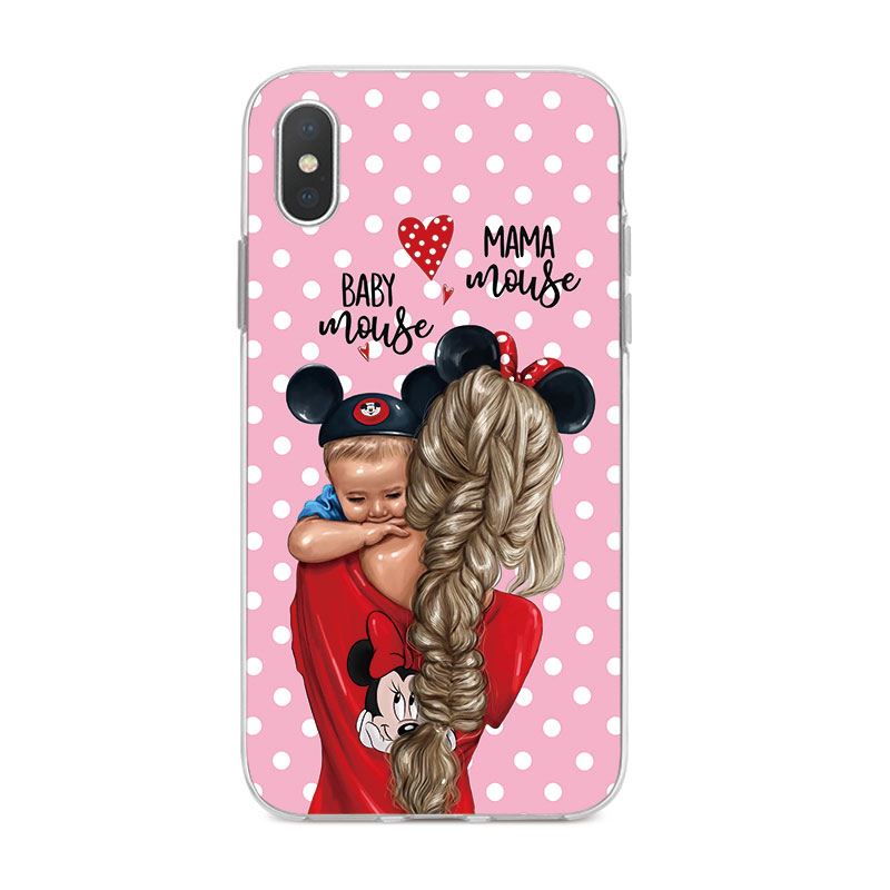 Ốp Lưng iPhone X 6 6s 6Plus 6s Plus 7 7Plus 8 8Plus 5 5s SE TPU mềm Case Thời trang mẹ bé