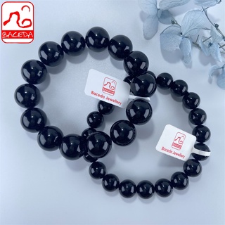 Vòng tay chuỗi hạt tourmaline màu đen tự nhiên 8mm 10mm 12mm 14mm