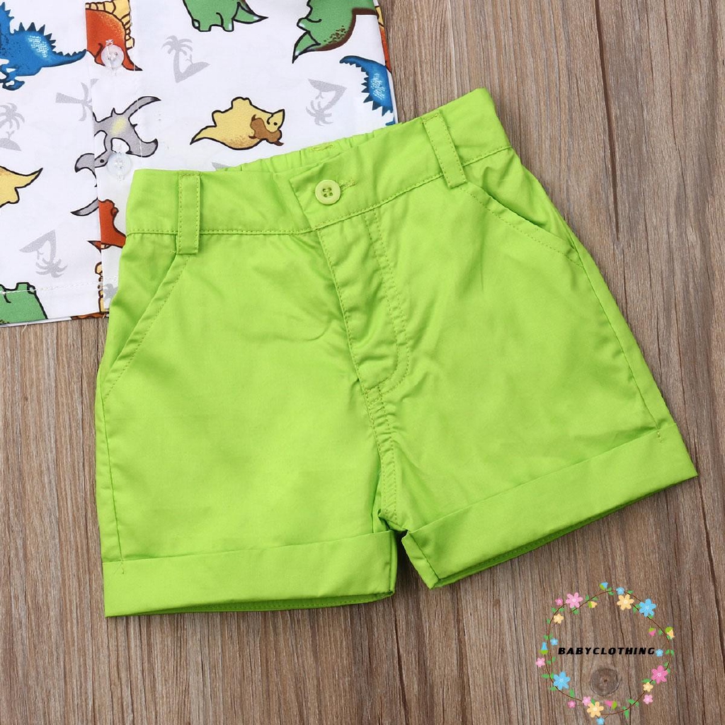 Bộ áo sơ mi tay ngắn và quần ngắn đáng yêu in hình động vật cho bé 1-5 tuổi