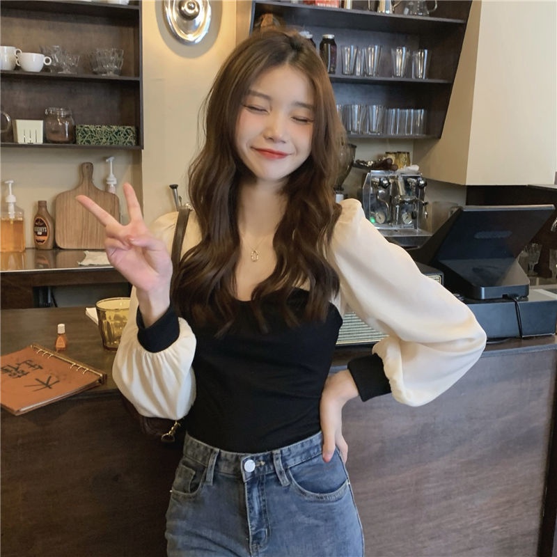 COZOK Áo Thun Tay Dài Dáng Ôm Ngắn Thời Trang Cá Tính