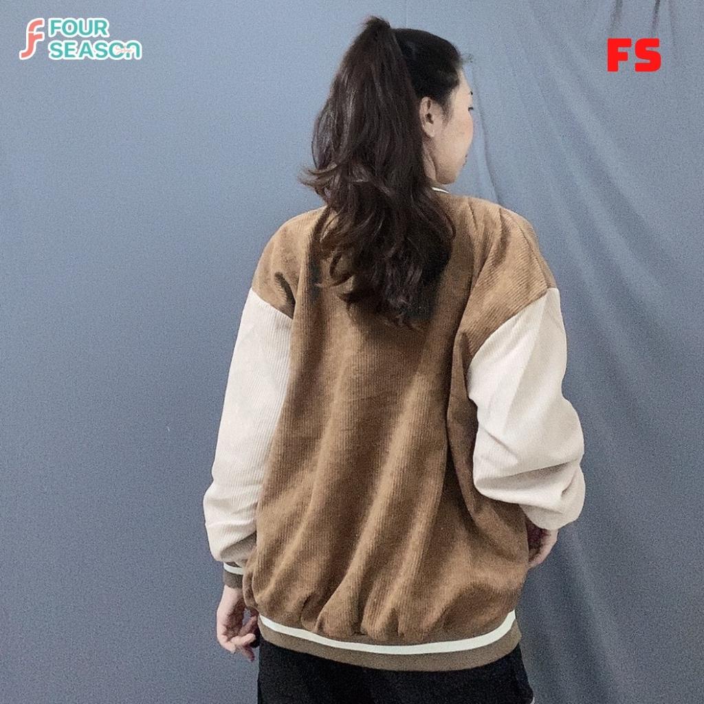 Varsity jacket nhung tăm unisex form rộng CHOOSE AKNT03 4S áo bomber 2 lớp ulzzang street style nam nữ hottrend