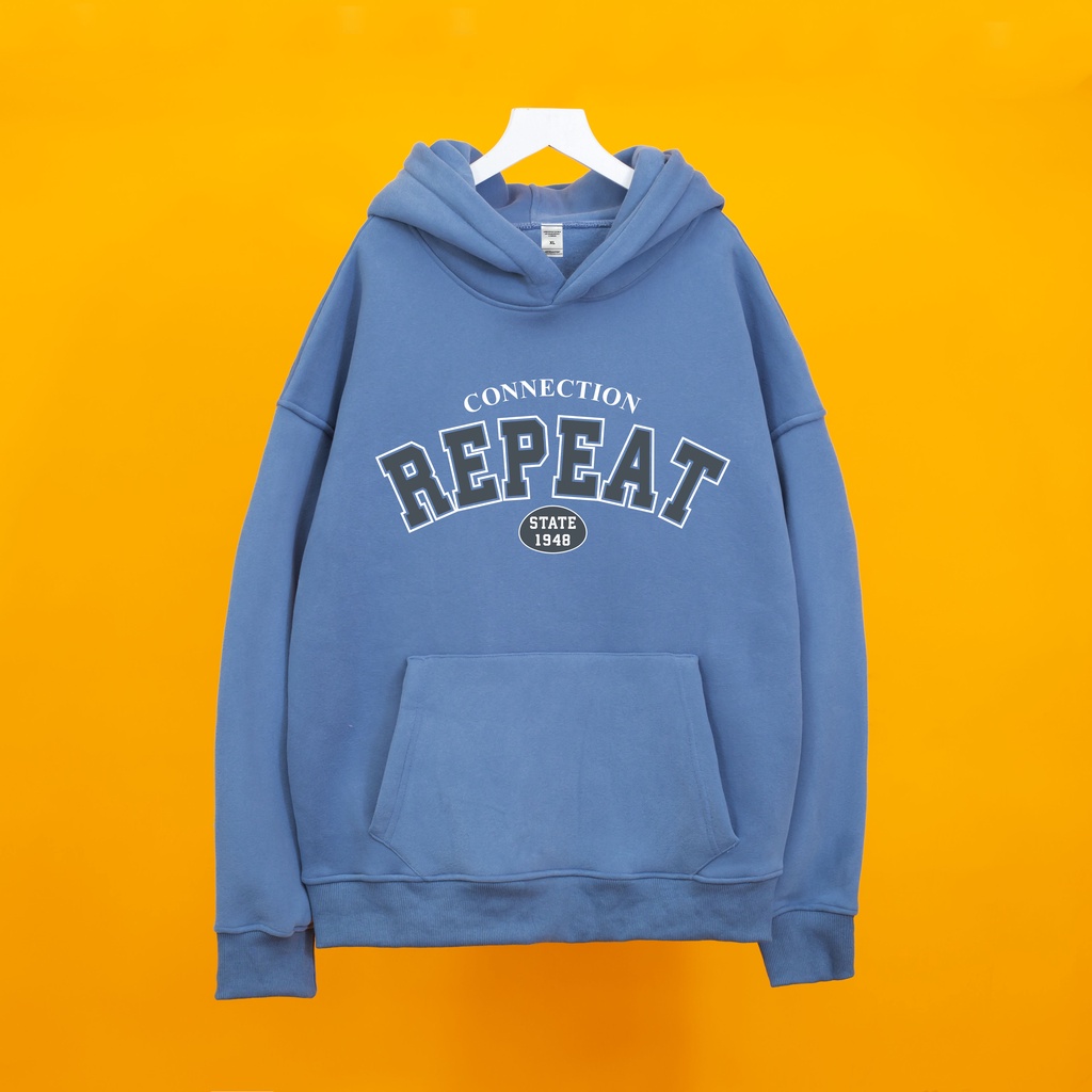 Áo nỉ Hoodie REPEAT 1948 Hogoto shop, áo nỉ bông cotton unisex nam nữ form rộng oversize chất liệu Cotton