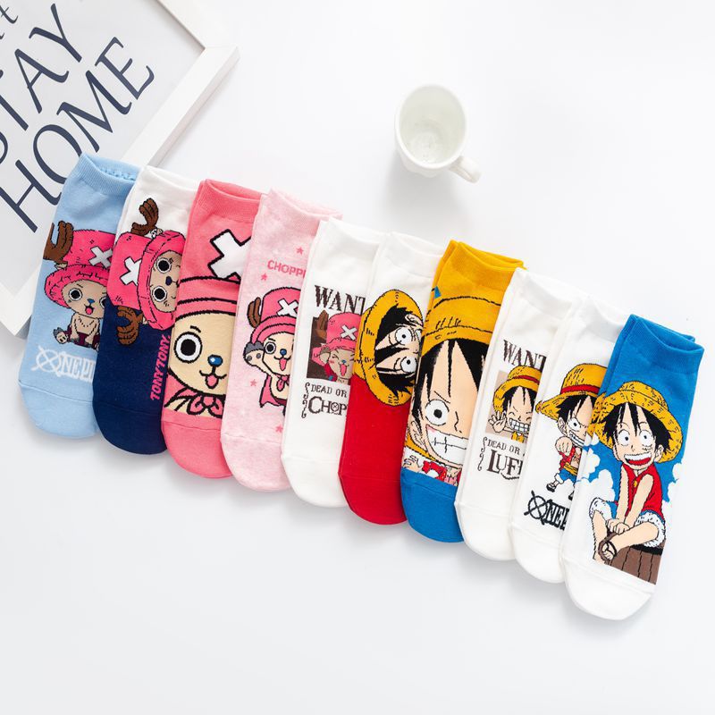Vớ cotton trang trí hình One Piece đáng yêu mềm mại dành cho nữ