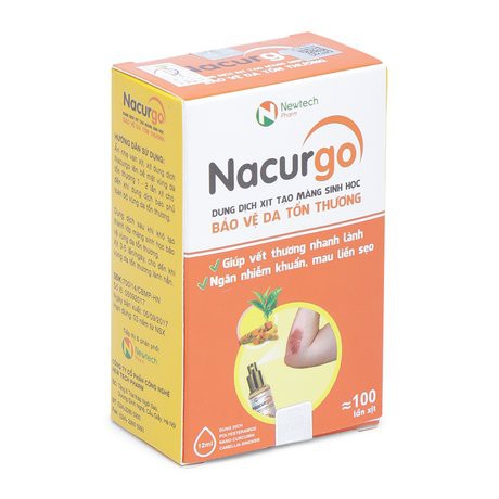 Nacurgo dạng xịt (C/12 ml, ~ 100 lần xịt) - Làm lành vết thương - Nana curcumin/ nacugo/ spray
