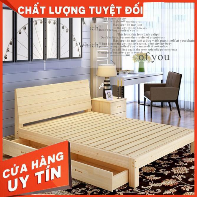 Giường gỗ thông có ngăn kéo để đồ kích thước 150x190cm