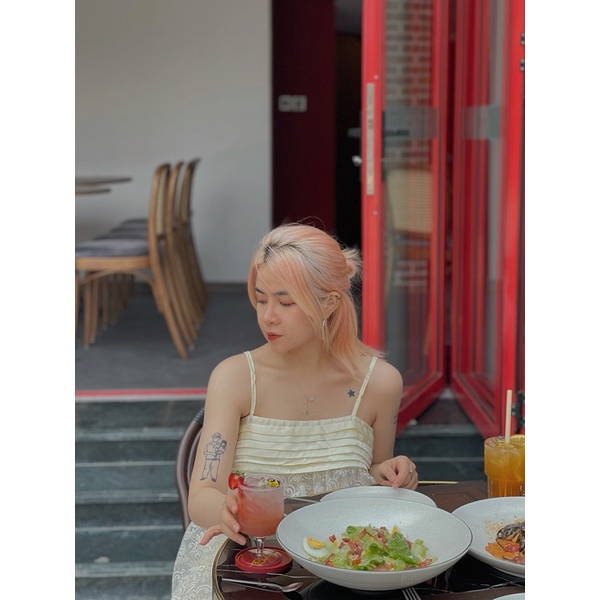 SET REN TƠ ÁO 2 DÂY KÈM CHÂN VÁY