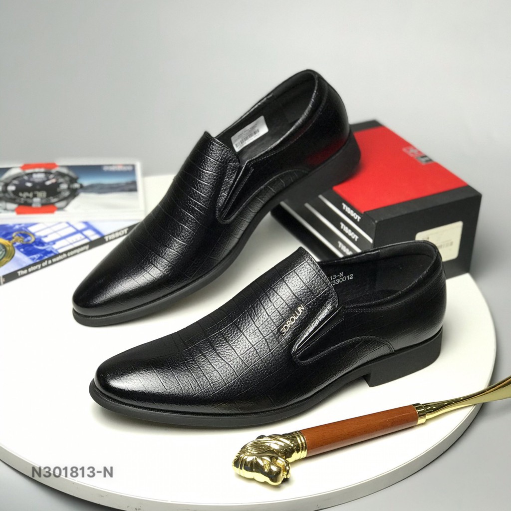 Giày tây SDROLUN ❤️FREESHIP❤️ Giày công sở nam Quảng Châu cao cấp dáng lười mũi nhọn chất liệu da sần fullbox