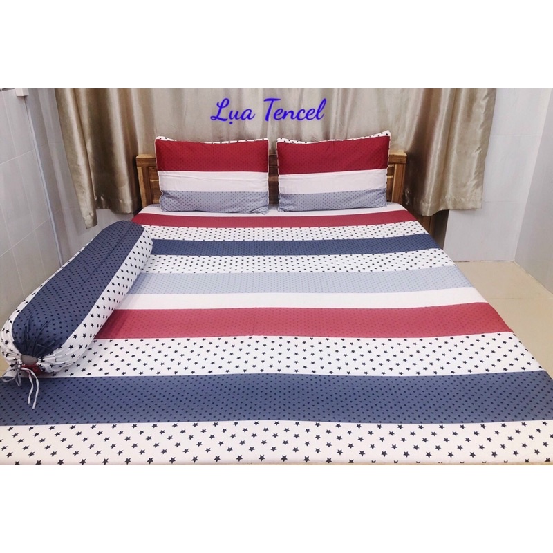 BỘ DRAP VẢI TENCEL SIÊU MỀM MÁT Size 1m8x2m (inbox chọn mẫu)