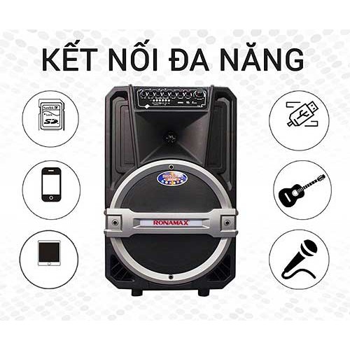 Loa kéo karaoke di động Ronamax T12  Loa kéo bluetooth hát karaoke gia đình + Tặng kèm 2 micro hút âm