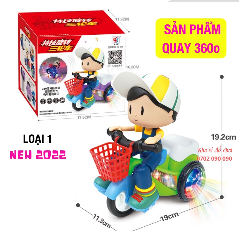 Đồ chơi phát nhạc người nhện đi xe đạp có đèn led và nhạc sôi động
