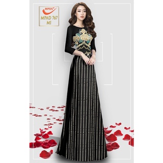 Vải may áo dài họa tiết 3d sang trọng -quà tặng cao cấp
