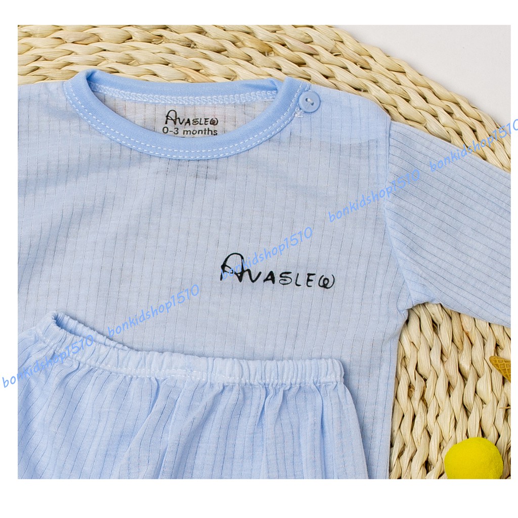 Bộ cotton dài tay vải tăm tre cho bé sơ sinh, cài cúc vai nhiều màu lựa chọn - 𝐁𝐎𝟑𝟎