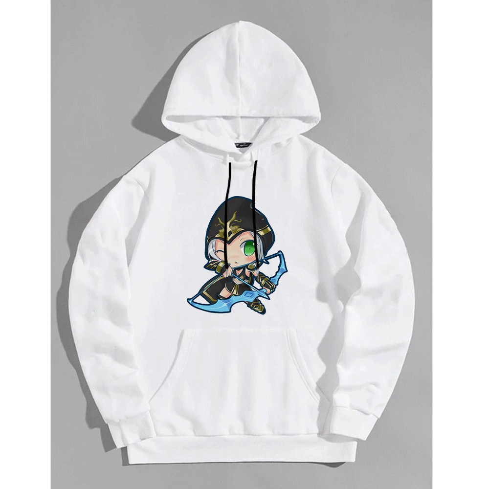 Áo Khoác Nỉ Bông Áo Hoodie Liên Minh Huyền Thoại: ASHE Chibi Kiểu Dáng Unisex - Green Tee