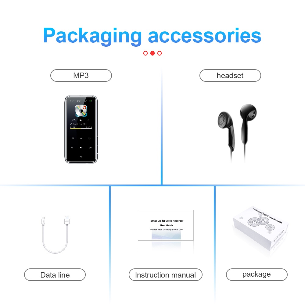 VIRWIR Máy Nghe Nhạc MP3 Kết Nối Bluetooth Màn Hình Cảm Ứng HiFi Tích Hợp Loa Chống Mất Cho Học Sinh