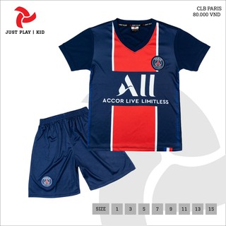Đồ đá banh trẻ em, áo bóng đá trẻ em CLB PSG Mới nhất Vải thun lạnh cao cấp