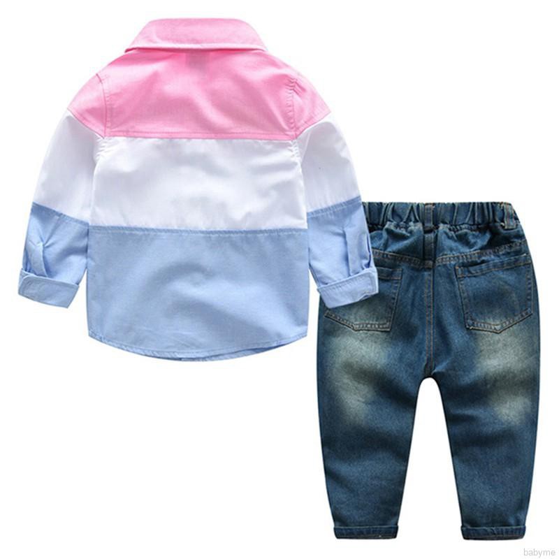 Set áo sơ mi dài tay và quần denim dài cho bé trai