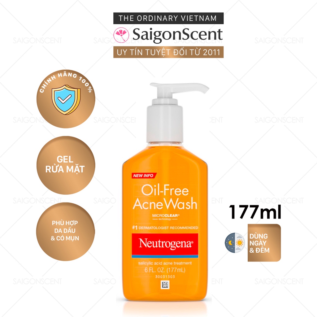 Sữa rửa mặt da mụn Neutrogena Oil-Free Acne Wash ( 177mL )