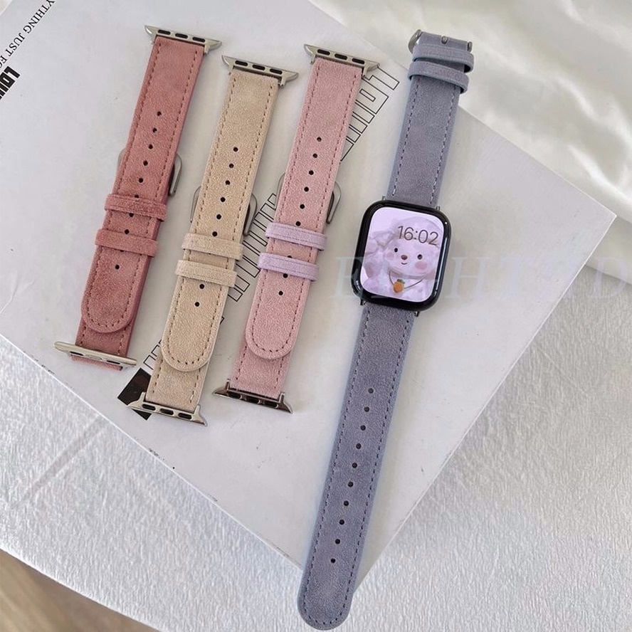 Dây Đeo Thay Thế Bằng Lông Nhung Sang Trọng Cho Đồng Hồ Thông Minh Series 7 6 SE 5 4 3 2 1 41mm 45mm 44mm 40mm 42mm 38mm