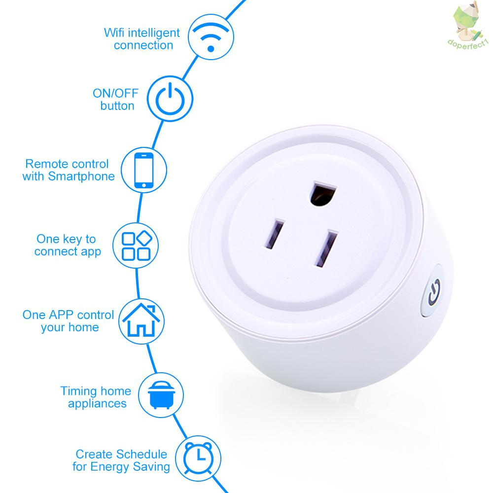 Portable Intelligent Automatic Mini Socket Wifi Plug Wi-Fi Enabled App Remote Control Wireless Timer with ON/OFF Switch for Light Electrical Appliance for Compatible Home