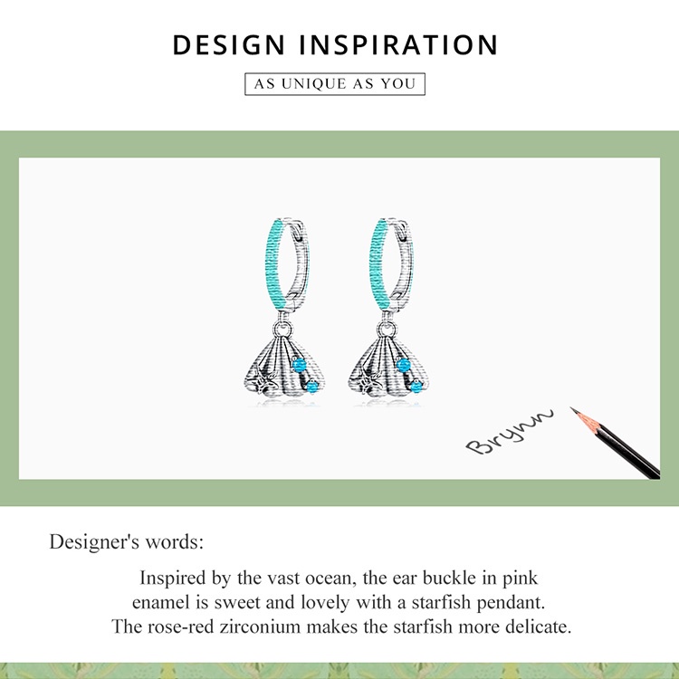 Khuyên tai BAMOER bạc 925 mặt vỏ sò/ sao biển thời trang