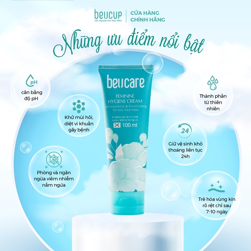 Combo 3 chai dung dịch vệ sinh phụ nữ BeUcare 100ml hương bạc hà, làm sạch dịu nhẹ, an toàn cho da