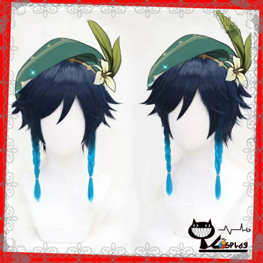 [sẵn] Wig/tóc giả cosplay Venti - Genshin Impact màu xanh dương than [Miu Cosplay]