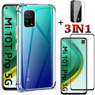 Ốp lưng Xiaomi Mi 10T Pro 5G 3 trong 1 + Kính trước + Bảo vệ Camera Đệm khí Vỏ điện thoại Silicon Vỏ chống sốc
