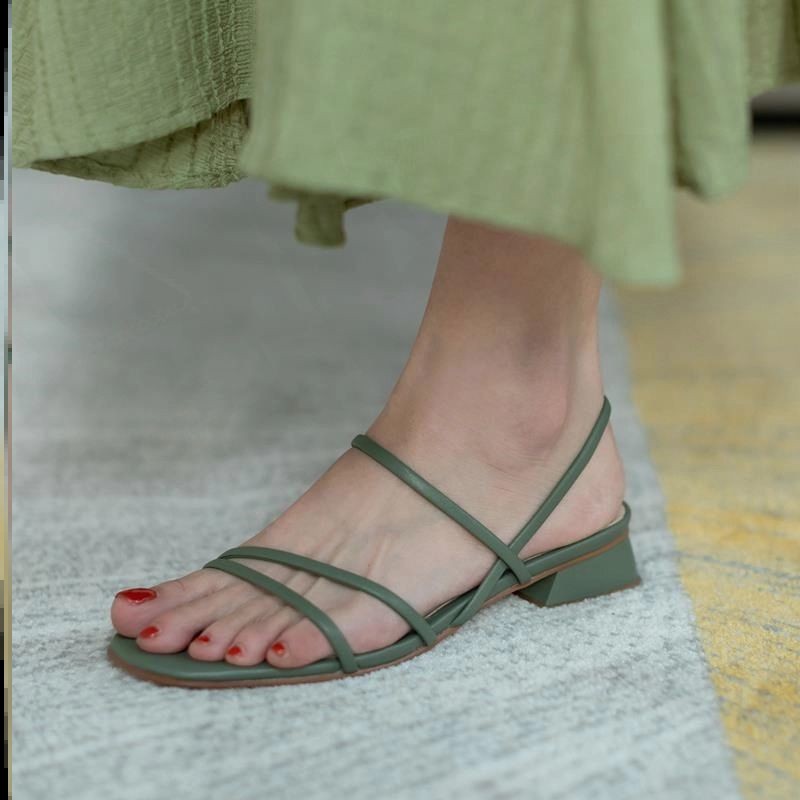 Sandal cao gót nữ 3p đế vuông quai chéo Sandal cao gót nữ 3 phân thời trang cao cấp GURI