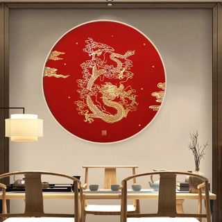 Tranh thêu chữ thập long phụng  chỉ lụa