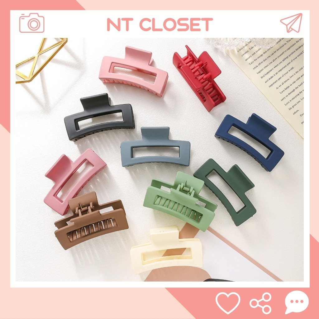 Kẹp Tóc Càng Cua Nữ Phong Cách Hàn Quốc, Kẹp Tóc Vuông Nhựa Đục Thanh Lịch NT CLOSET - PK019