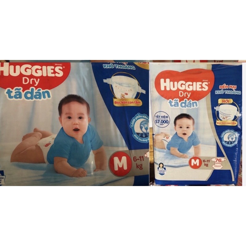 Tã dán huggies M76 ( bọc kén con tằm) tặng 10 miếng