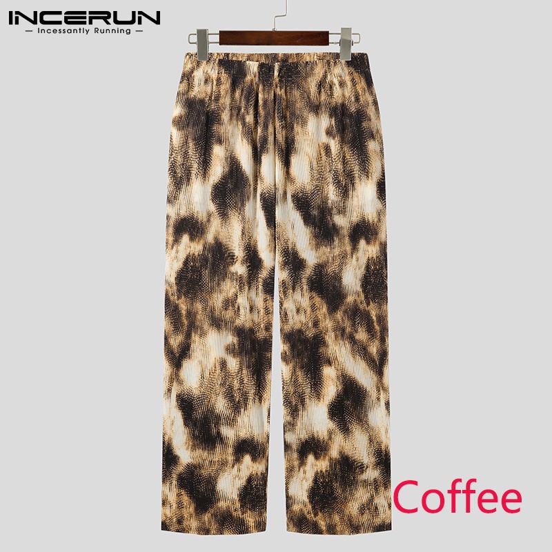 Quần baggy INCERUN ống rộng màu loang hợp thời trang cho nam