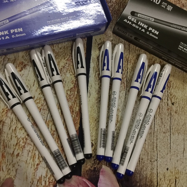 Hộp 12 Bút Bi Nước Chữ A AIHAO Nét 0.5mm Đẹp
