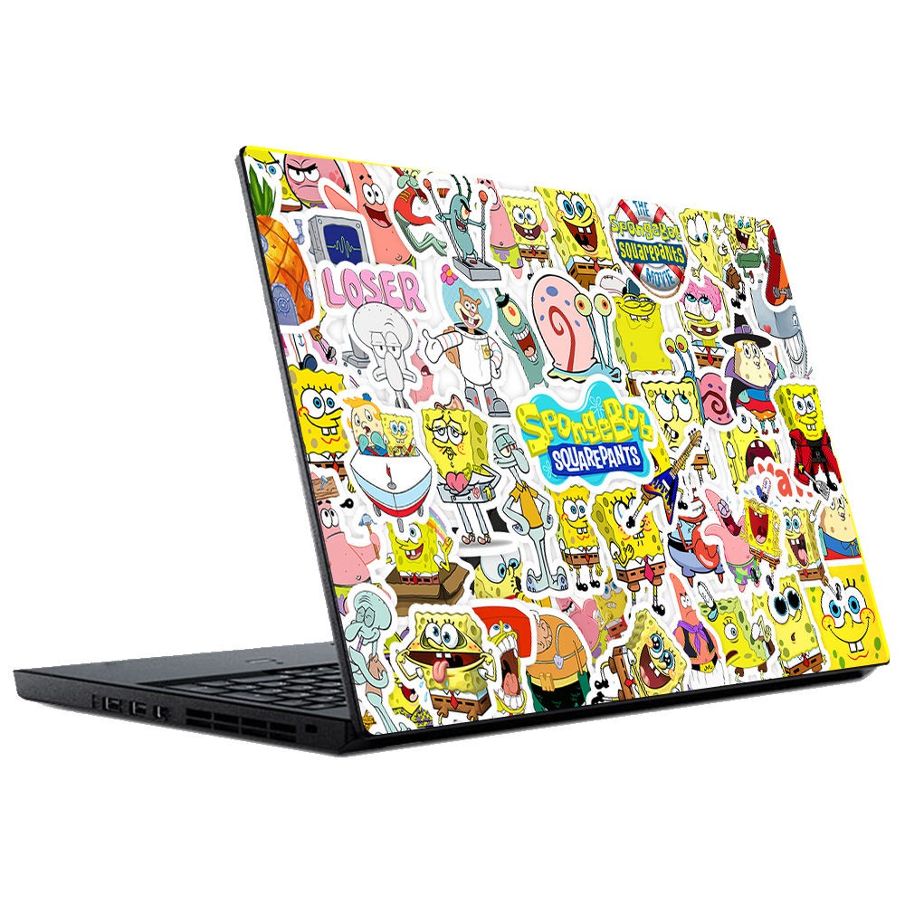 Set 50 sticker hình SpongeBob hoạt hình dễ thương dùng trang trí ván trượt / xe đạp / vali hành lý / Laptop / Notebook