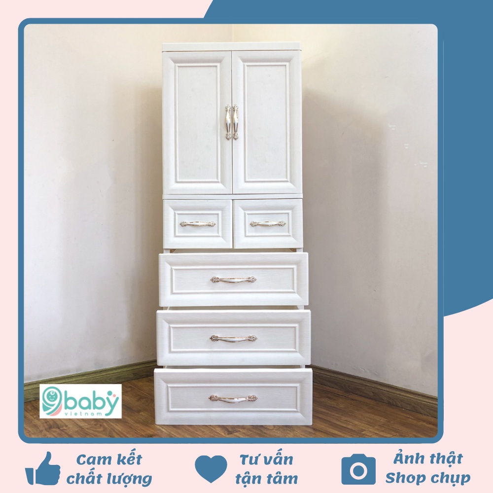 FREE SHIP !!! Tủ quần áo 5 tầng cao cấp mẫu mới nhất có viền gỗ dành cho bé màu trắng