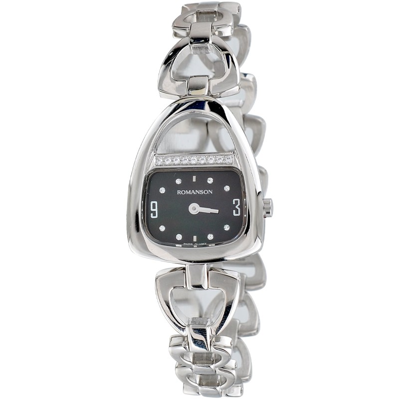 Đồng hồ Romanson Watch RM1207QLWBK nữ mặt chữ nhật nhỏ kính chống xước máy Thụy Sĩ  dây thép cao cấp chính hãng