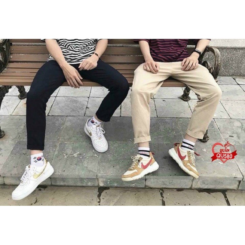 Quần Kaki Ống Suông Unisex Nam Nữ Cá Tính Cực Hot 2 Màu Cơ Bản Chất Đẹp