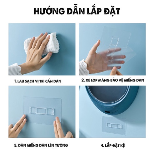 Kệ đựng đồ trang điểm nhà tắm Giọt Nước Treo Tường Chống Nước Có Nắp Tặng Kèm Miếng Dán