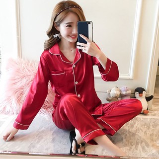 Bộ ngủ pijama lụa phi dài tay