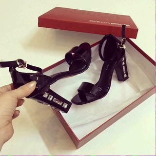 Guốc 7cm đính đá ở gót