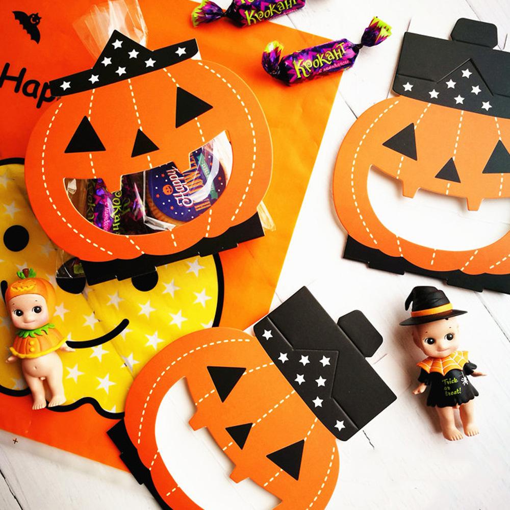 Set 24 Túi Giấy Đựng Kẹo Họa Tiết Bí Ngô Halloween Sáng Tạo