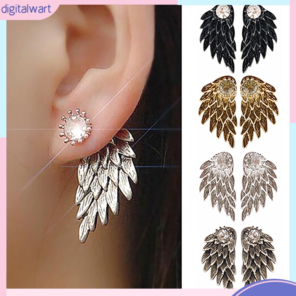 Dg✌❤ 1 Cặp Bông Tai Hợp Kim Hình Đôi Cánh Thiên Thần Đính Đá Thời Trang Giáng Sinh Dành Cho Nữ