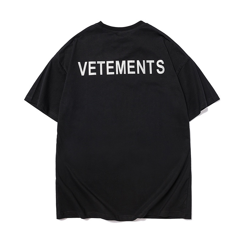 Áo Thun Cotton Ngắn Tay In Chữ Phản Quang Thời Trang