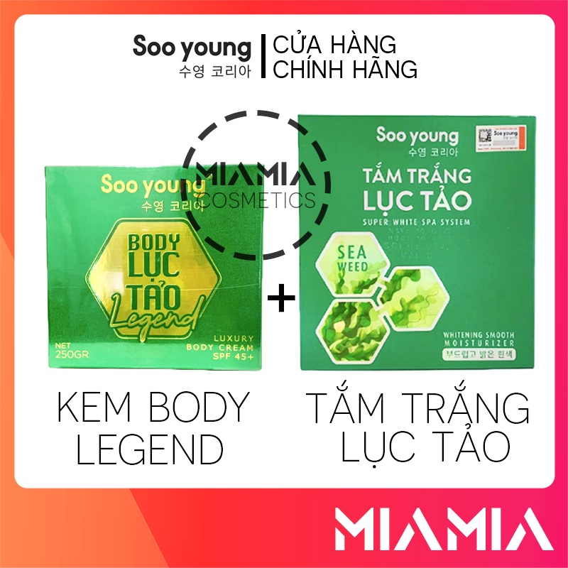 Combo Body Lục Tảo Legend Soo Young + Tắm Trắng Lục Tảo Soo Young Chính Hãng