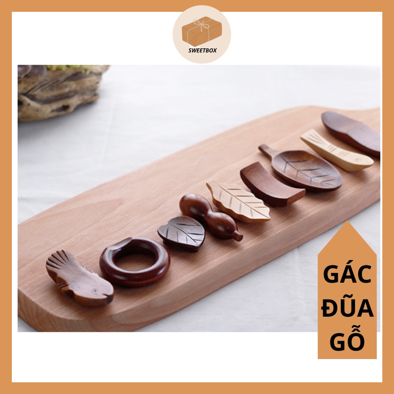 Gác Đũa Gỗ - Gác Bút Cọ Vẽ Phong Cách Nhật Bản Hình Lá Hình Cá -Dụng Cụ Bàn Ăn Chụp Hình Sản Phẩm