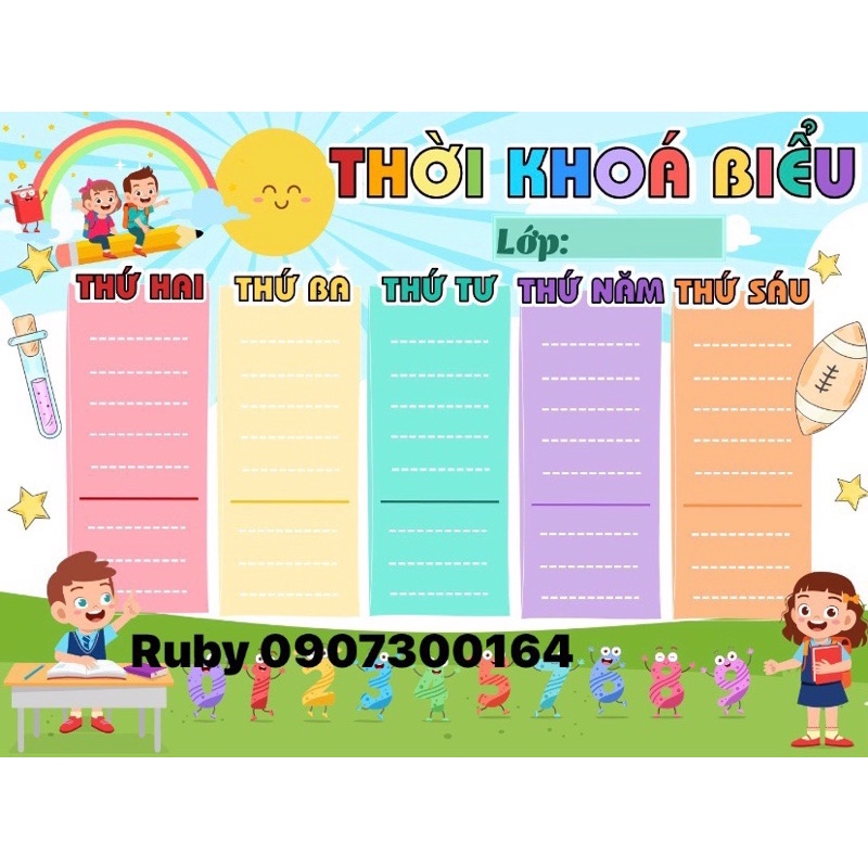 Hình Thời khoá biểu + ống - Đồ dùng dạy học Ruby