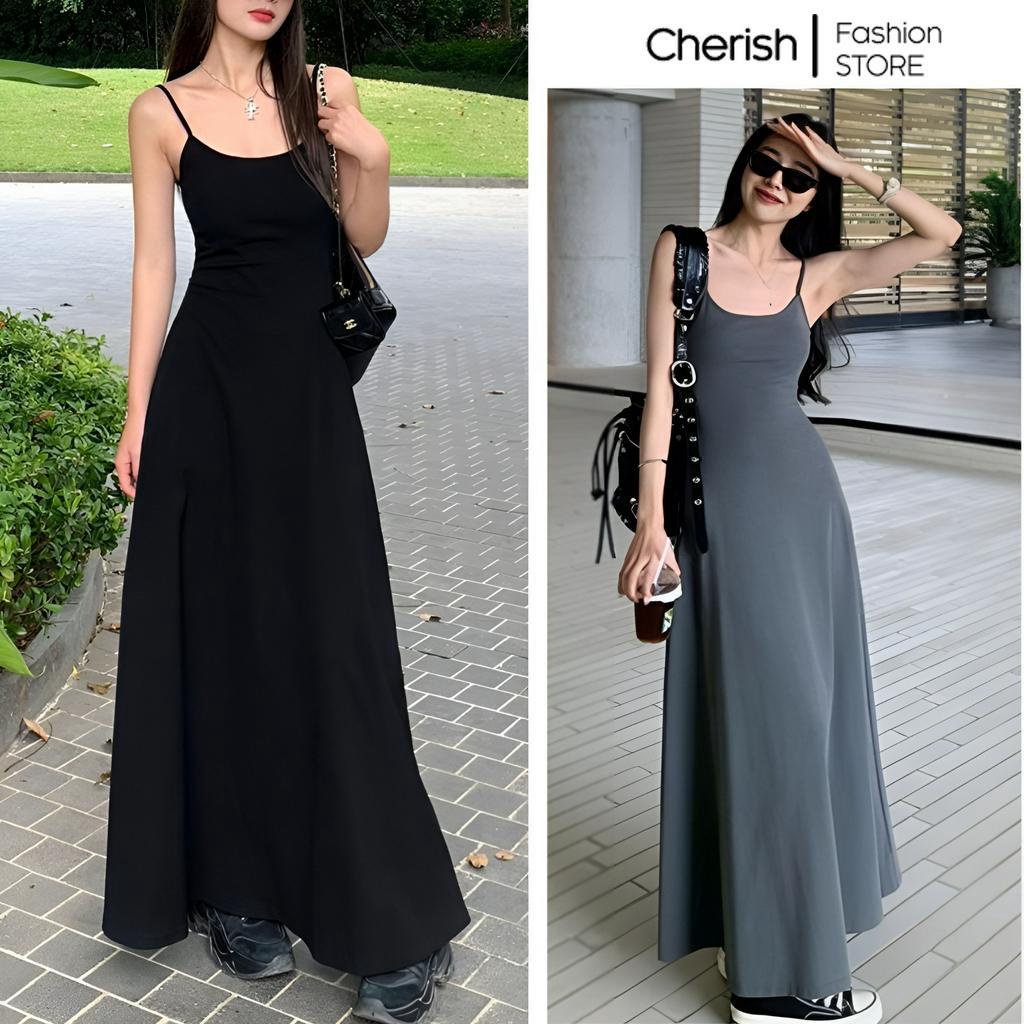 Đầm Maxi Nữ Hai Dây CHERISH, Váy 2 Dây Dáng Dài Thun Tăm Lạnh Cực Tôn Dáng V08