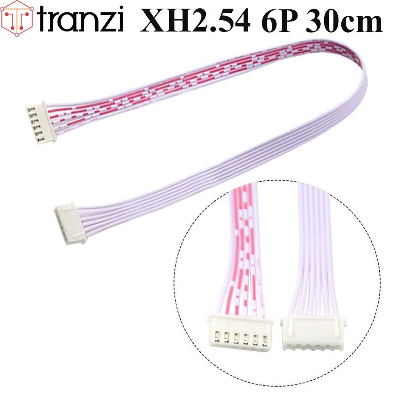 Dây cắm header 2.54mm XH2.54 6P 30cm 2 đầu bấm cùng hướng màu trắng đỏ - túi 5 cái