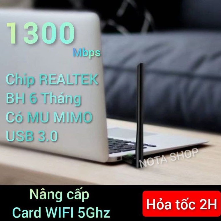 [Hỏa Tốc - Bảo hành 6 Th] Thiết bị kết nối WiFi 5Ghz để học online, USB thu WiFi + BLUETOOTH 600Mbps 1300Mbps 5G