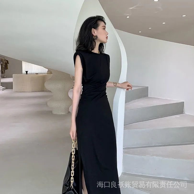Đầm Dài Vừa Vặn Màu Đen Phong Cách Hepburn Pháp Thời Trang Cao Cấp 2022 Cho Nữ